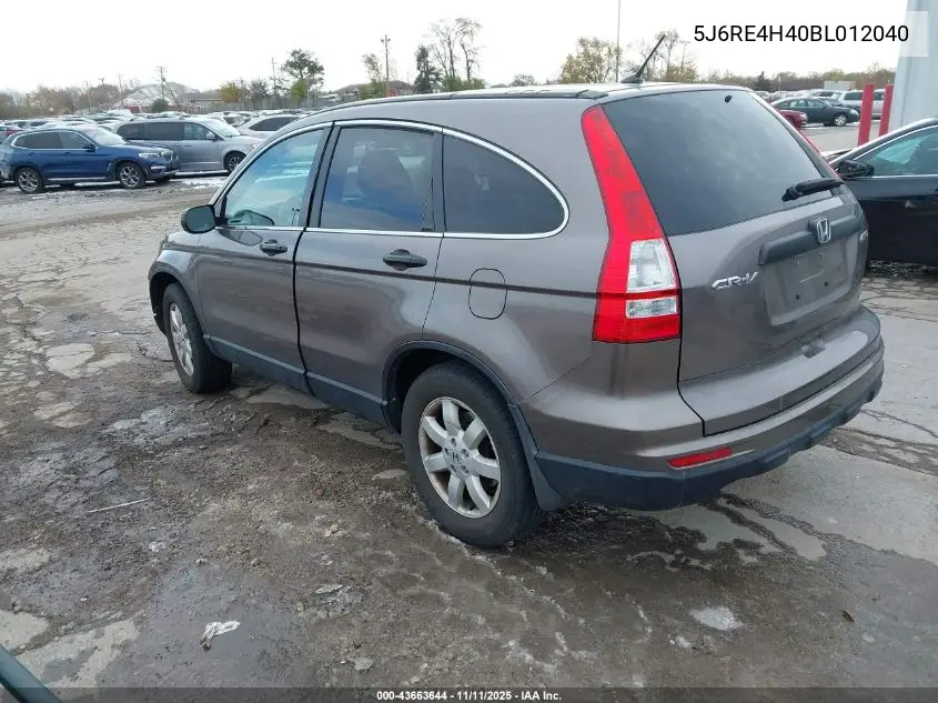 5J6RE4H40BL012040 2011 Honda Cr-V Se