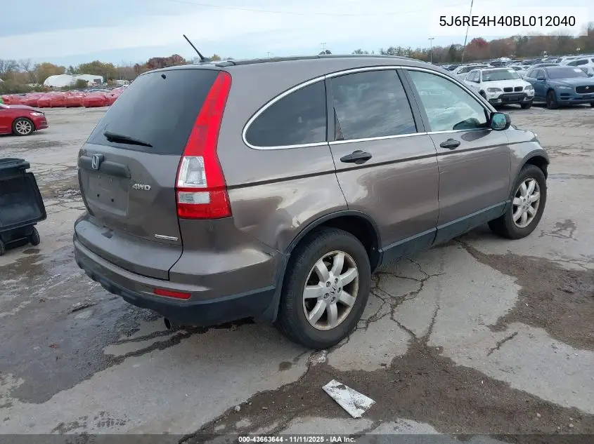 5J6RE4H40BL012040 2011 Honda Cr-V Se