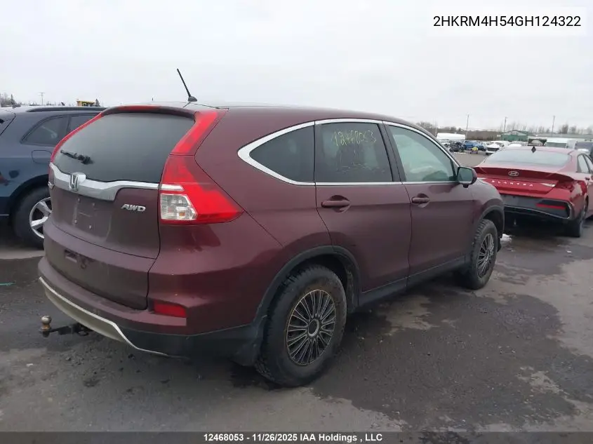 2HKRM4H54GH124322 2016 Honda Cr-V Ex