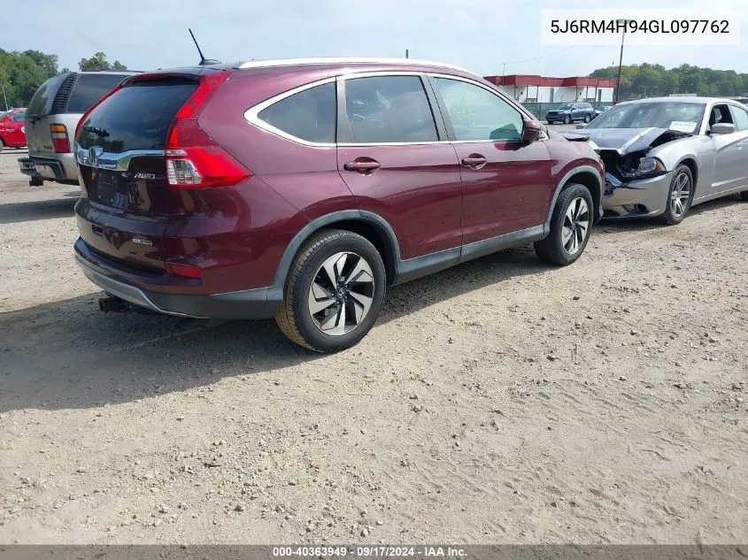 2016 Honda Cr-V Touring VIN: 5J6RM4H94GL097762 Lot: 40363949