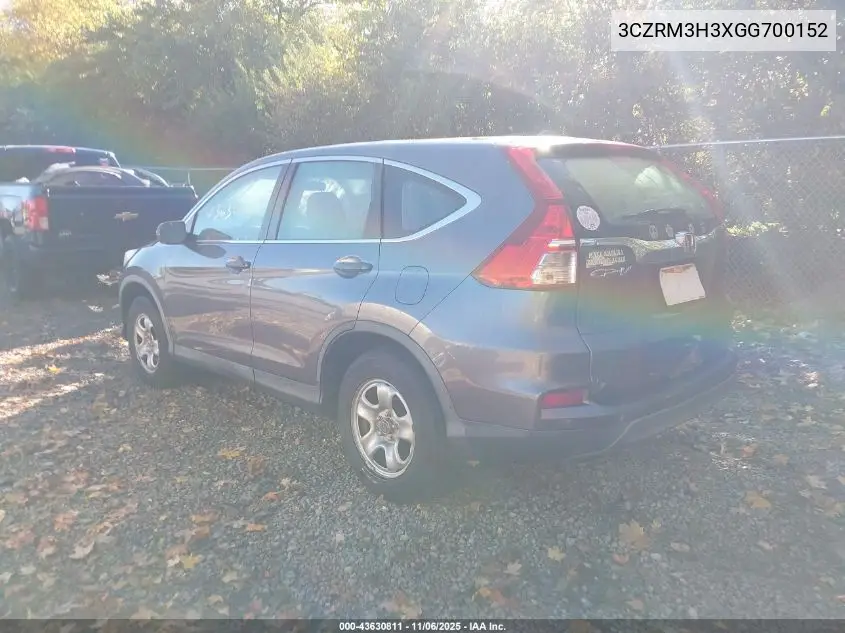 3CZRM3H3XGG700152 2016 Honda Cr-V Lx