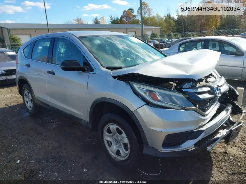 5J6RM4H34GL102034 2016 Honda Cr-V Lx
