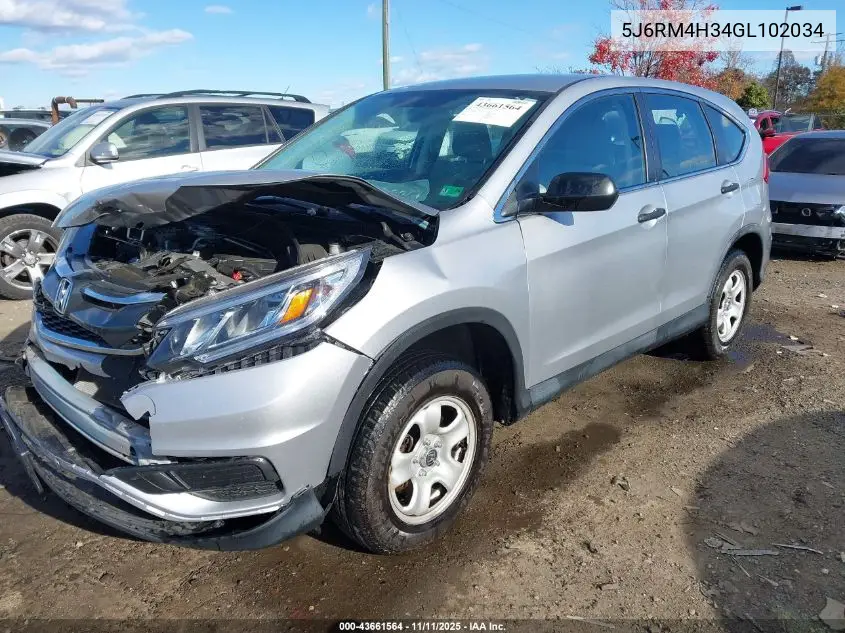 5J6RM4H34GL102034 2016 Honda Cr-V Lx