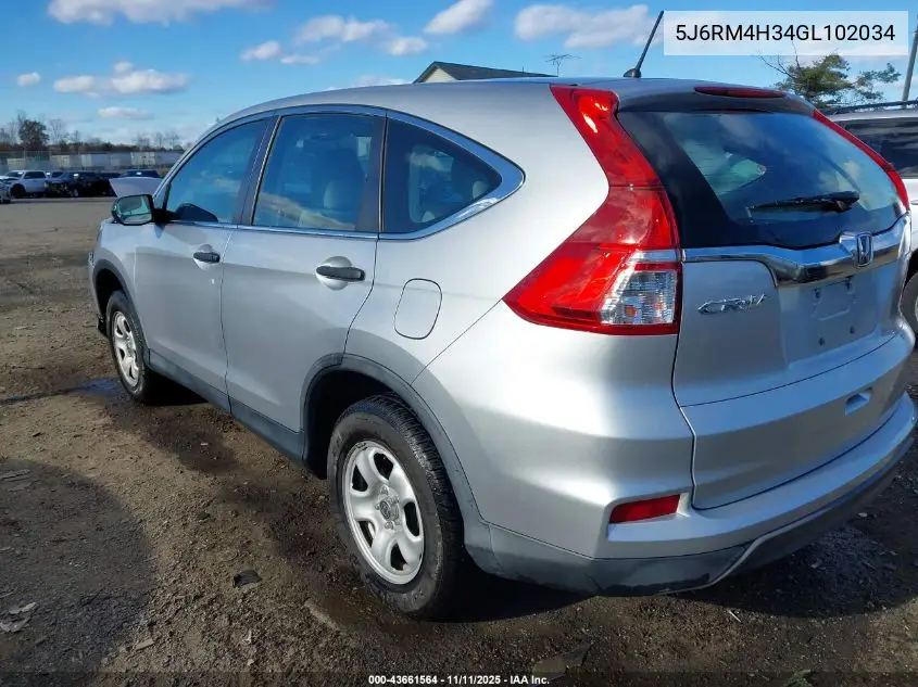 5J6RM4H34GL102034 2016 Honda Cr-V Lx