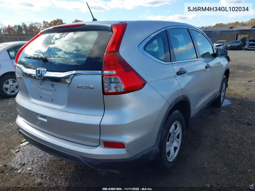 5J6RM4H34GL102034 2016 Honda Cr-V Lx