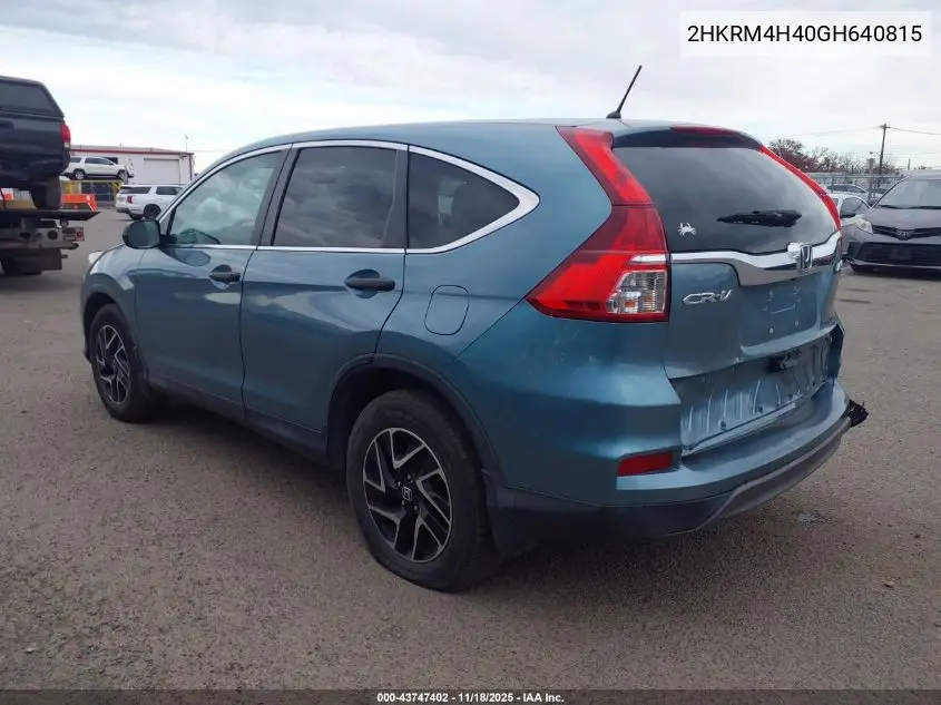 2HKRM4H40GH640815 2016 Honda Cr-V Se