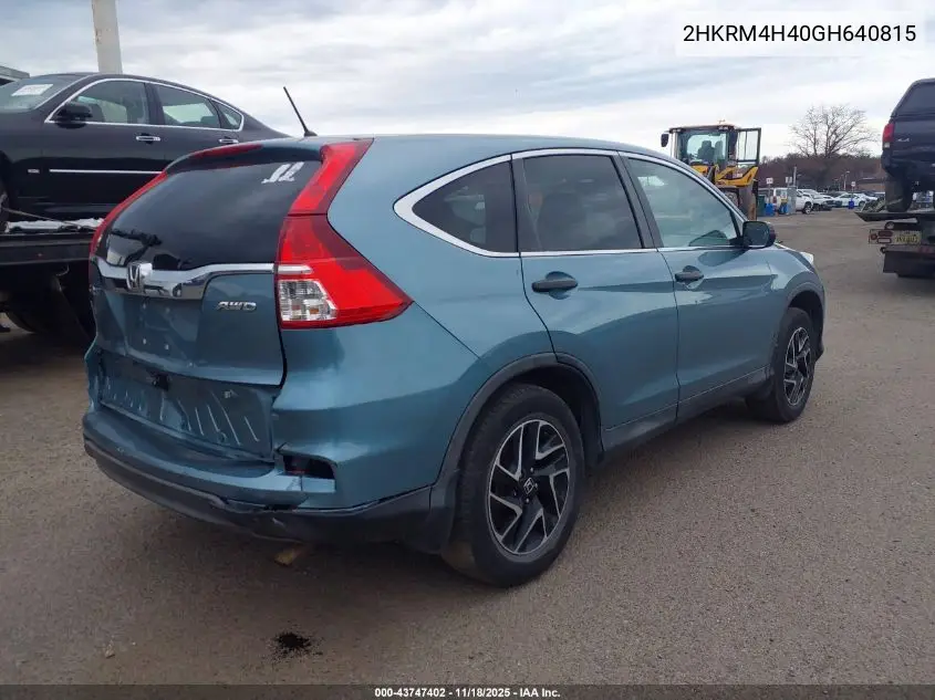 2HKRM4H40GH640815 2016 Honda Cr-V Se