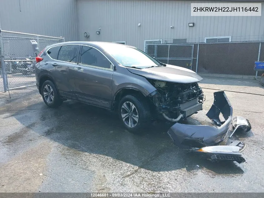 2018 Honda Cr-V Lx VIN: 2HKRW2H22JH116442 Lot: 12046681