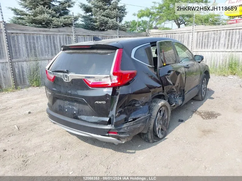 2018 Honda Cr-V VIN: 2HKRW2H5XJH118689 Lot: 12058353