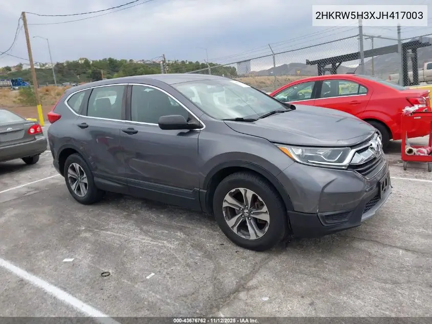 2HKRW5H3XJH417003 2018 Honda Cr-V Lx