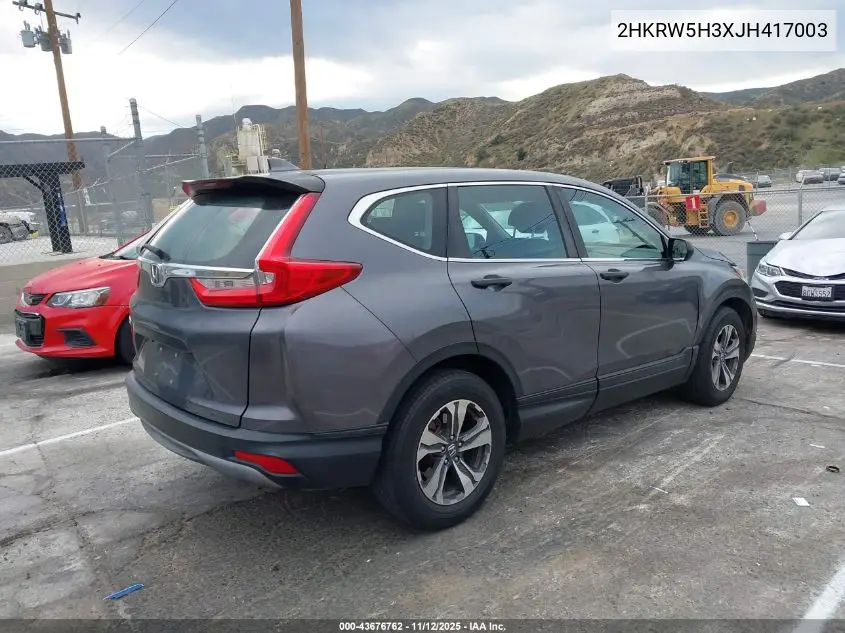 2HKRW5H3XJH417003 2018 Honda Cr-V Lx