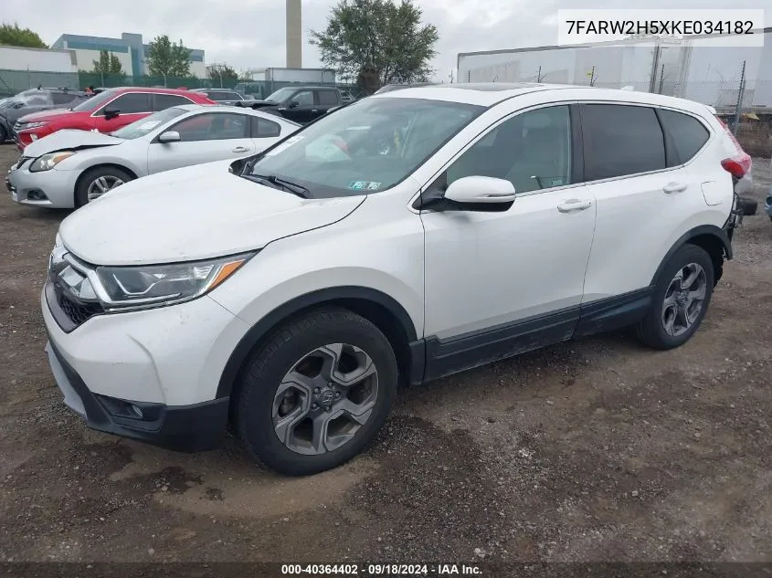 2019 Honda Cr-V Ex VIN: 7FARW2H5XKE034182 Lot: 40364402