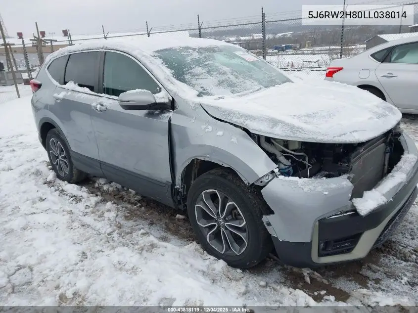 5J6RW2H80LL038014 2020 Honda Cr-V Awd Ex-L