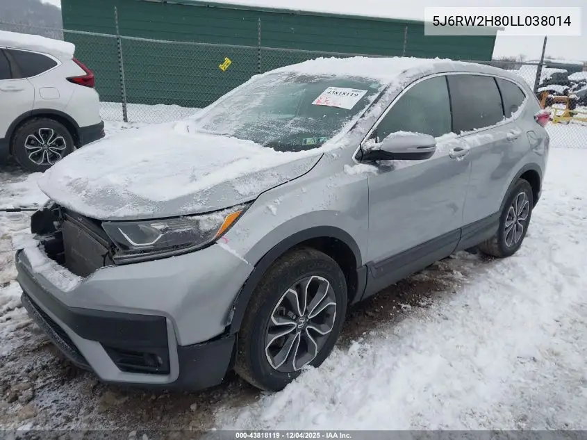 5J6RW2H80LL038014 2020 Honda Cr-V Awd Ex-L