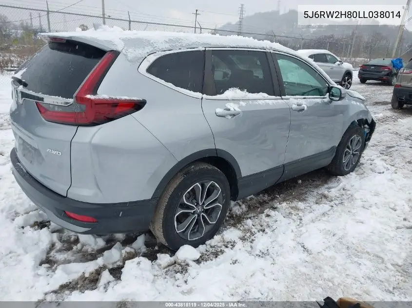 5J6RW2H80LL038014 2020 Honda Cr-V Awd Ex-L