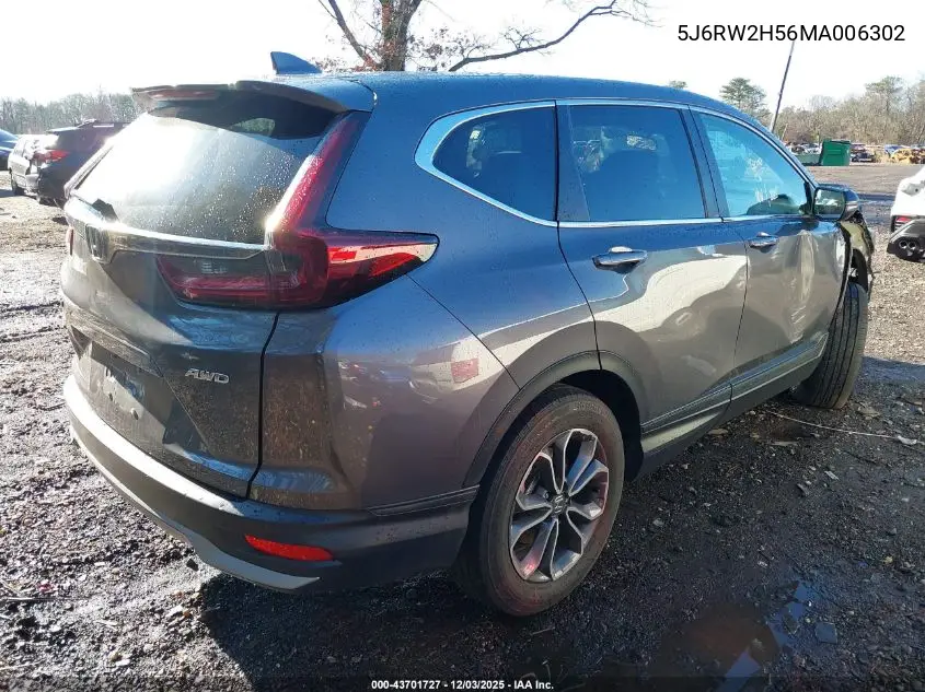 5J6RW2H56MA006302 2021 Honda Cr-V Awd Ex
