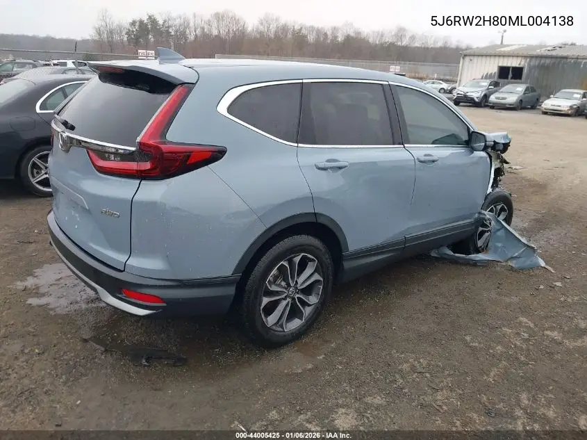 5J6RW2H80ML004138 2021 Honda Cr-V Awd Ex-L