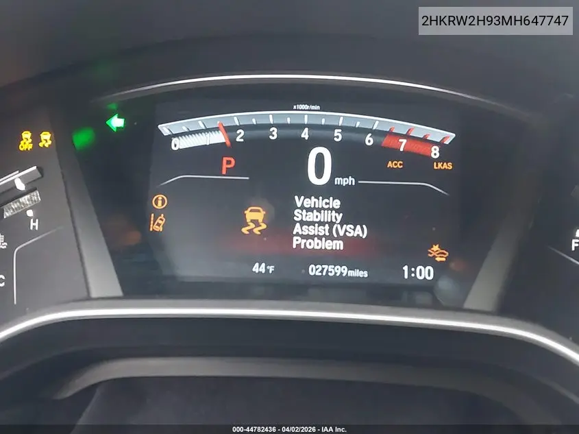 2HKRW2H93MH647747 2021 Honda Cr-V Awd Touring