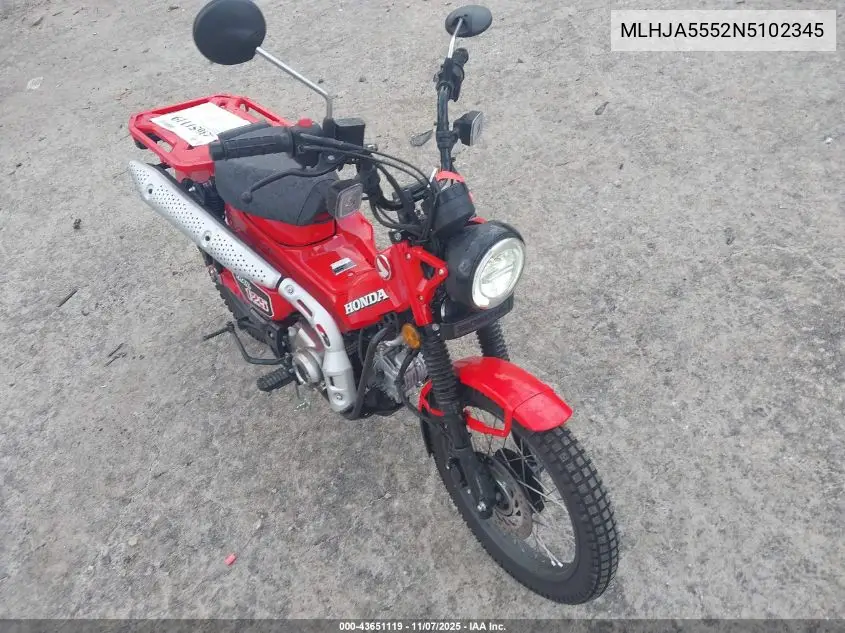 MLHJA5552N5102345 2022 Honda Ct125 A