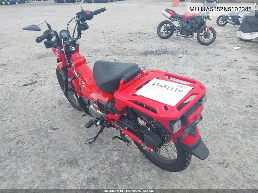 MLHJA5552N5102345 2022 Honda Ct125 A