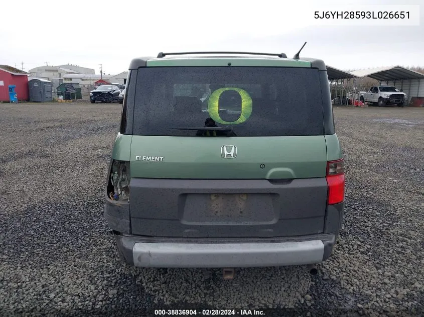 5J6YH28593L026651 2003 Honda Element Ex