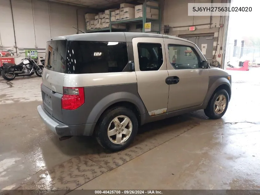 5J6YH27563L024020 2003 Honda Element Ex