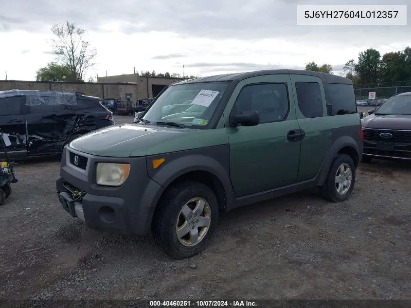 5J6YH27604L012357 2004 Honda Element Ex