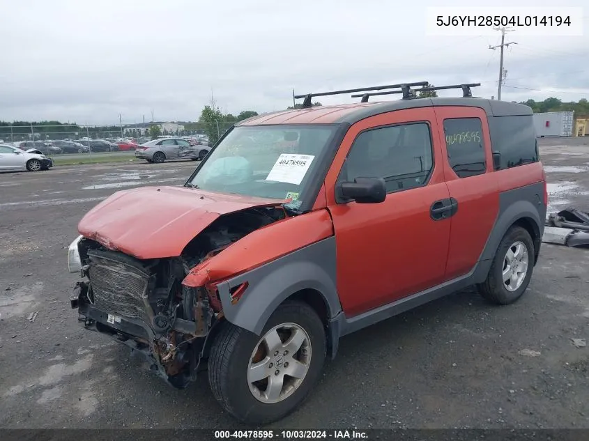 5J6YH28504L014194 2004 Honda Element Ex