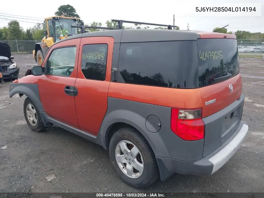 5J6YH28504L014194 2004 Honda Element Ex