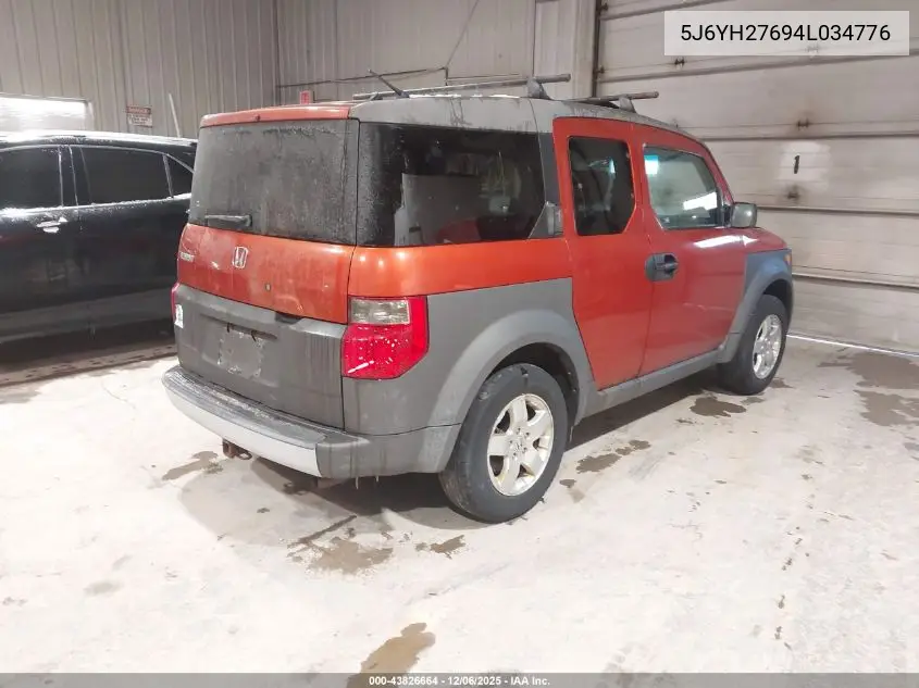 5J6YH27694L034776 2004 Honda Element Ex
