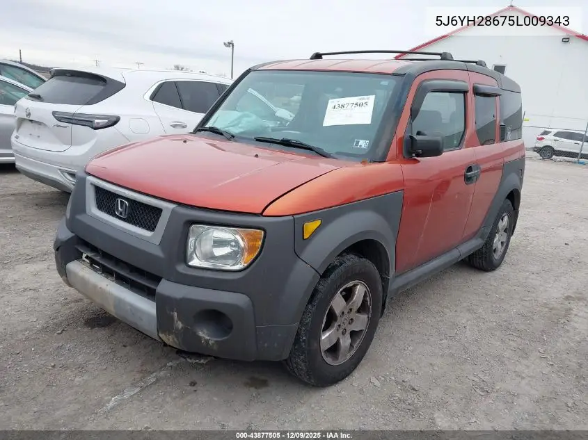 5J6YH28675L009343 2005 Honda Element Ex