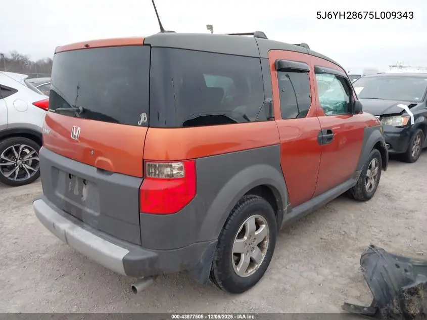 5J6YH28675L009343 2005 Honda Element Ex
