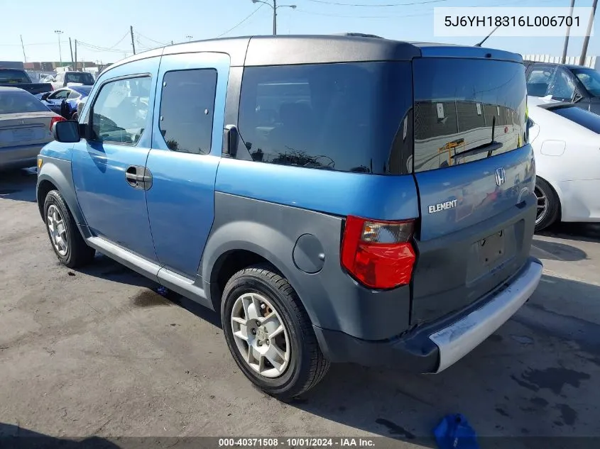 5J6YH18316L006701 2006 Honda Element Lx