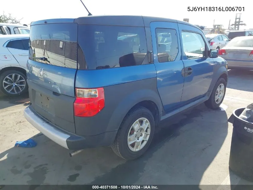 5J6YH18316L006701 2006 Honda Element Lx