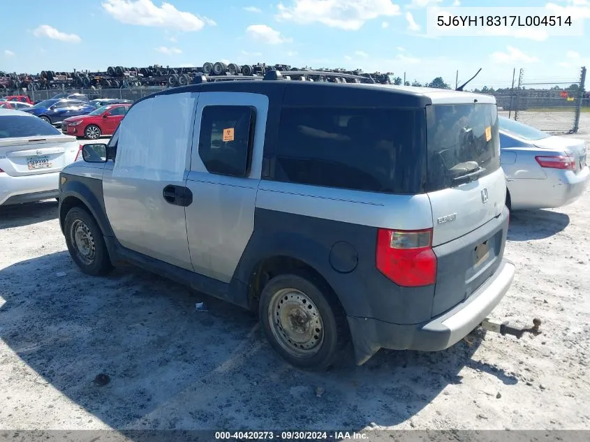 5J6YH18317L004514 2007 Honda Element Lx