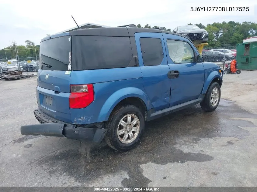 5J6YH27708L017525 2008 Honda Element Ex