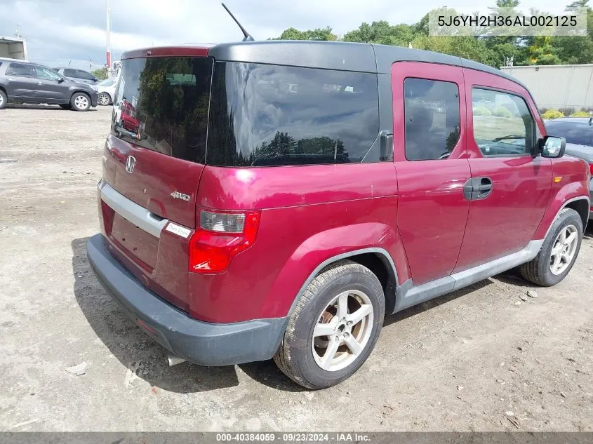 5J6YH2H36AL002125 2010 Honda Element Lx