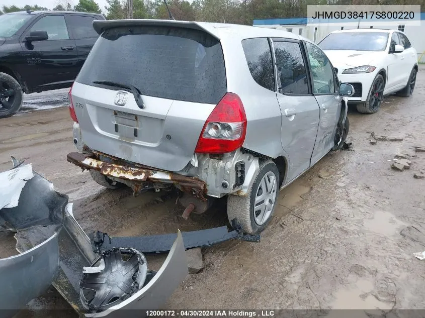 JHMGD38417S800220 2007 Honda Fit