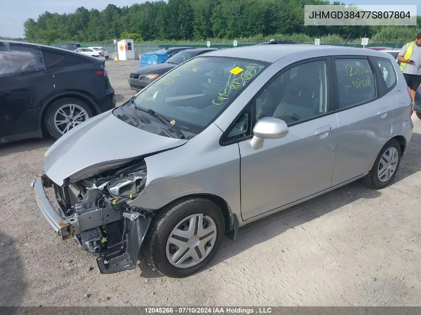 2007 Honda Fit VIN: JHMGD38477S807804 Lot: 12045266