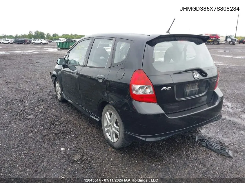 2007 Honda Fit VIN: JHMGD386X7S808284 Lot: 12045514