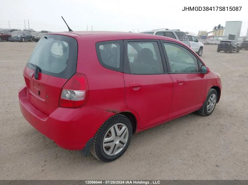 2007 Honda Fit VIN: JHMGD38417S815087 Lot: 12056044