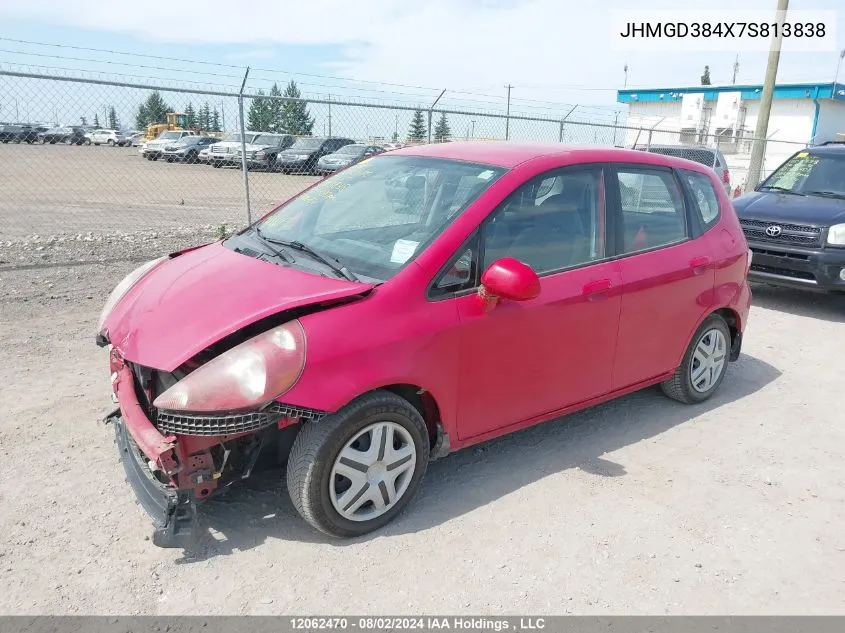 2007 Honda Fit VIN: JHMGD384X7S813838 Lot: 12062470