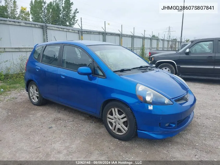 JHMGD38607S807841 2007 Honda Fit