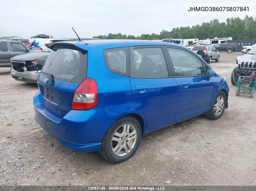 JHMGD38607S807841 2007 Honda Fit