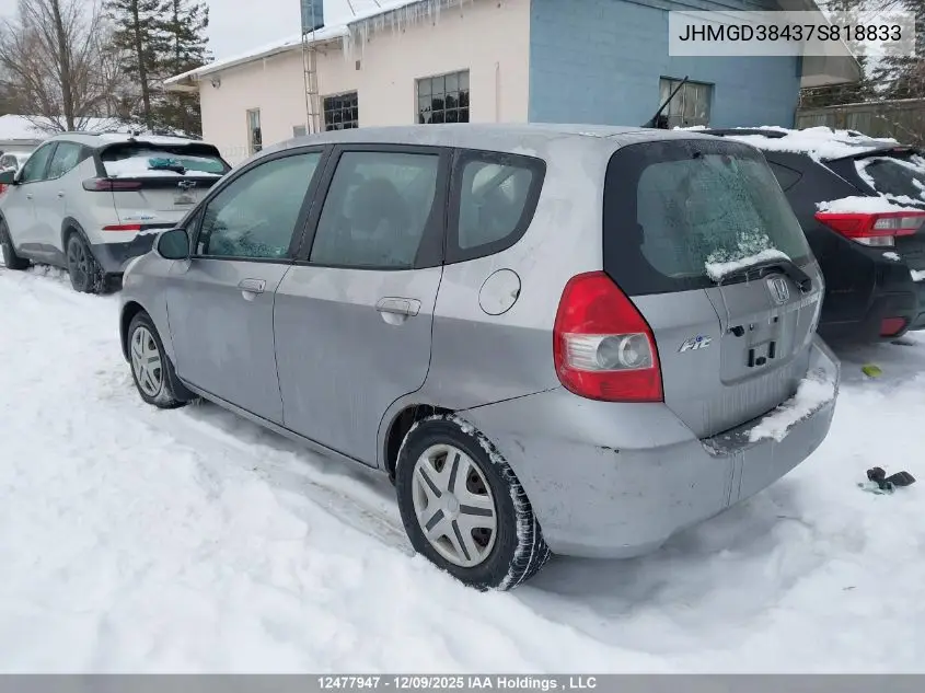 JHMGD38437S818833 2007 Honda Fit