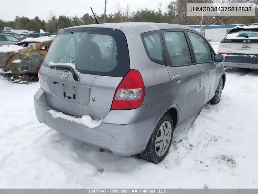 JHMGD38437S818833 2007 Honda Fit