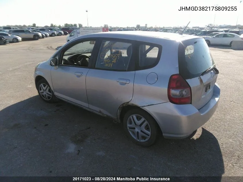 2007 Honda Fit Dx VIN: JHMGD38217S809255 Lot: 20171023