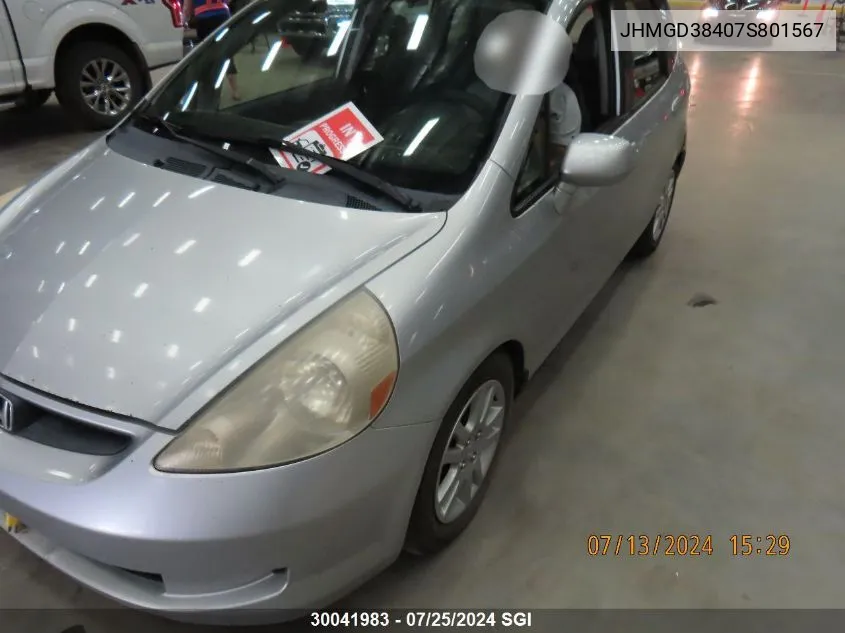 2007 Honda Fit VIN: JHMGD38407S801567 Lot: 30041983