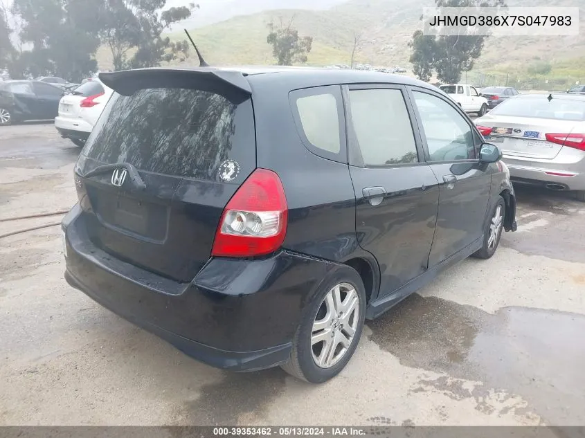 2007 Honda Fit Sport VIN: JHMGD386X7S047983 Lot: 39353462