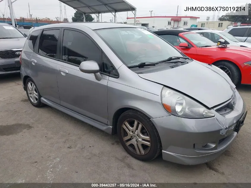 2007 Honda Fit Sport VIN: JHMGD386X7S019214 Lot: 39443257